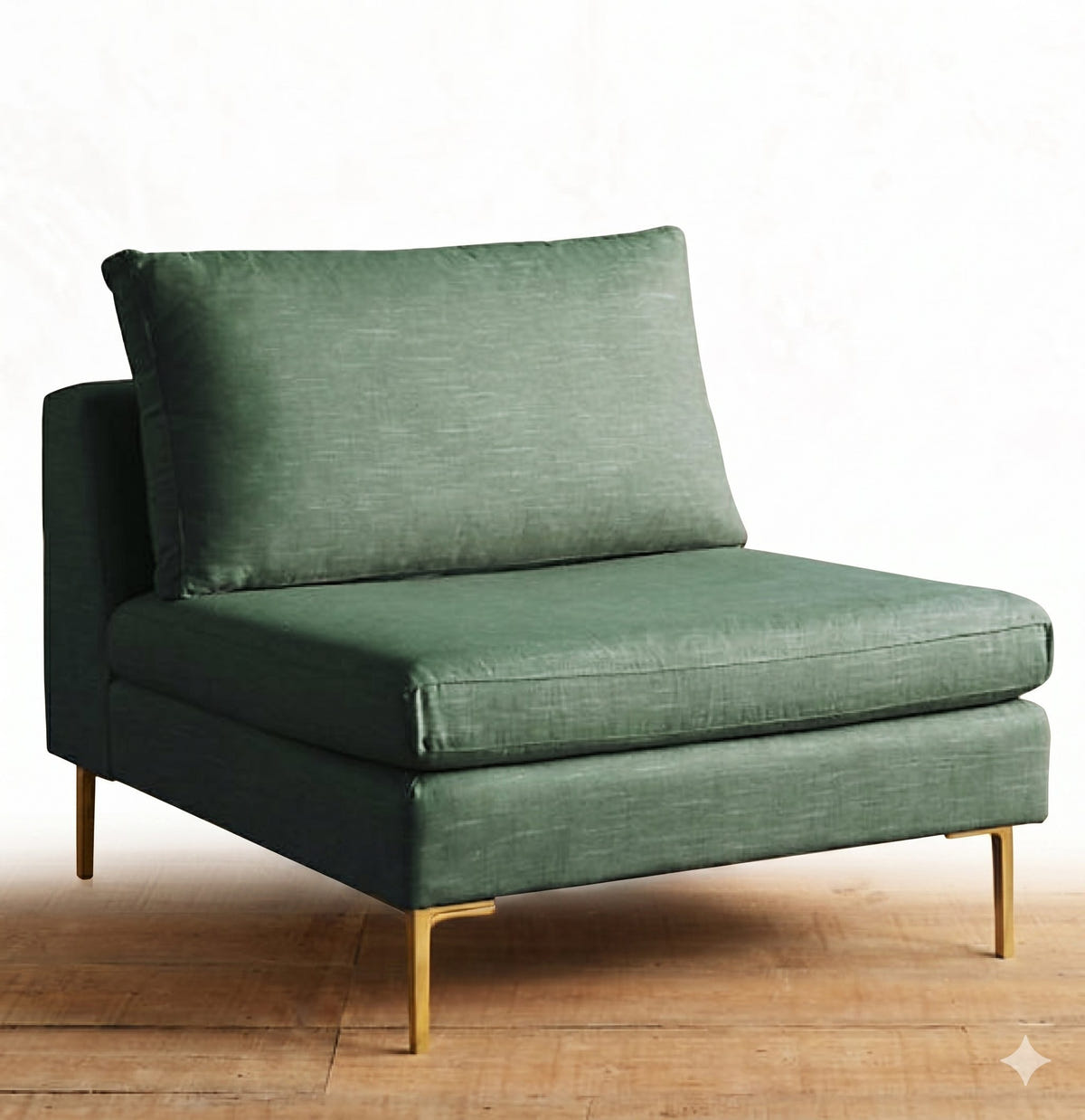 Sillón Edlyn TDB, diseño contemporáneo sin apoyabrazos con patas de aluminio dorado para oficinas