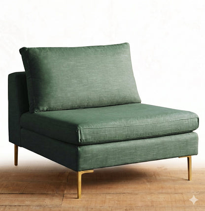 Sillón Edlyn TDB, diseño contemporáneo sin apoyabrazos con patas de aluminio dorado para oficinas