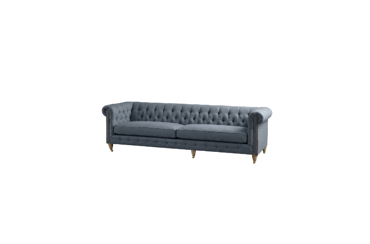 Sofá Chesterfield Capitoné 2 o 3 cuerpos sobre fondo blanco, capitoné artesanal clásico - Tienda de Banquitos