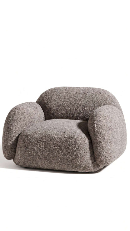 Sillón Cabsha de un cuerpo en boucle color Gris topo, diseño curvo a medida - Tienda de Banquitos