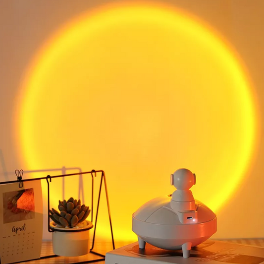 Humidificador astronauta sunshine – vista con efecto luz atardecer