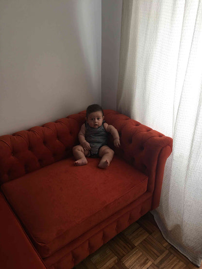 Esquinero Chesterfield Terracota Velvet