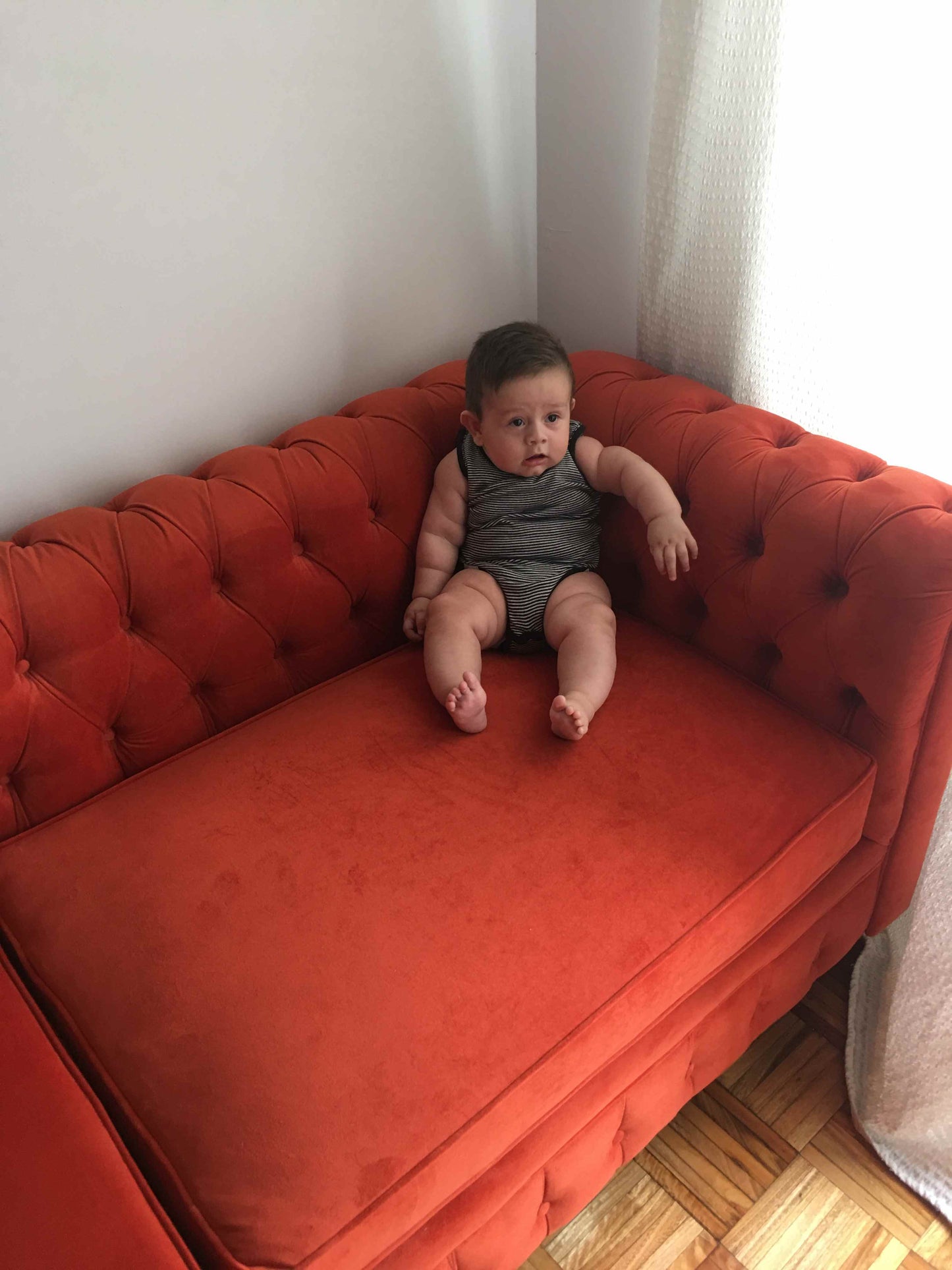 Esquinero Chesterfield Terracota Velvet