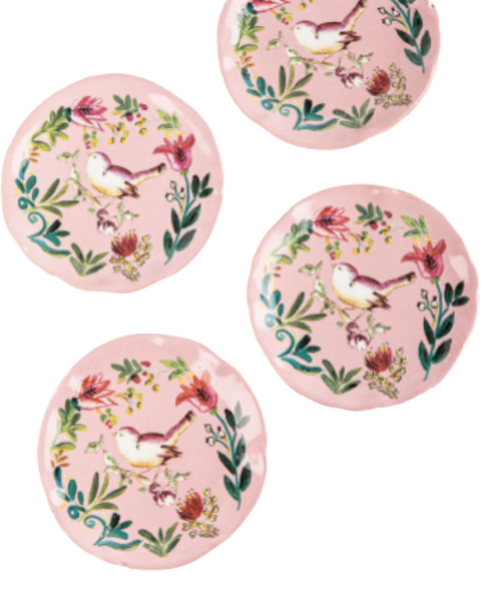 Plato de postre con diseño floral colorido - Set x4 - 3 cuotas sin interés