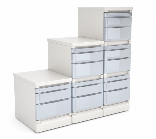 Módulo archivero con cajones organizadores, ideal para almacenamiento de documentos en oficinas.