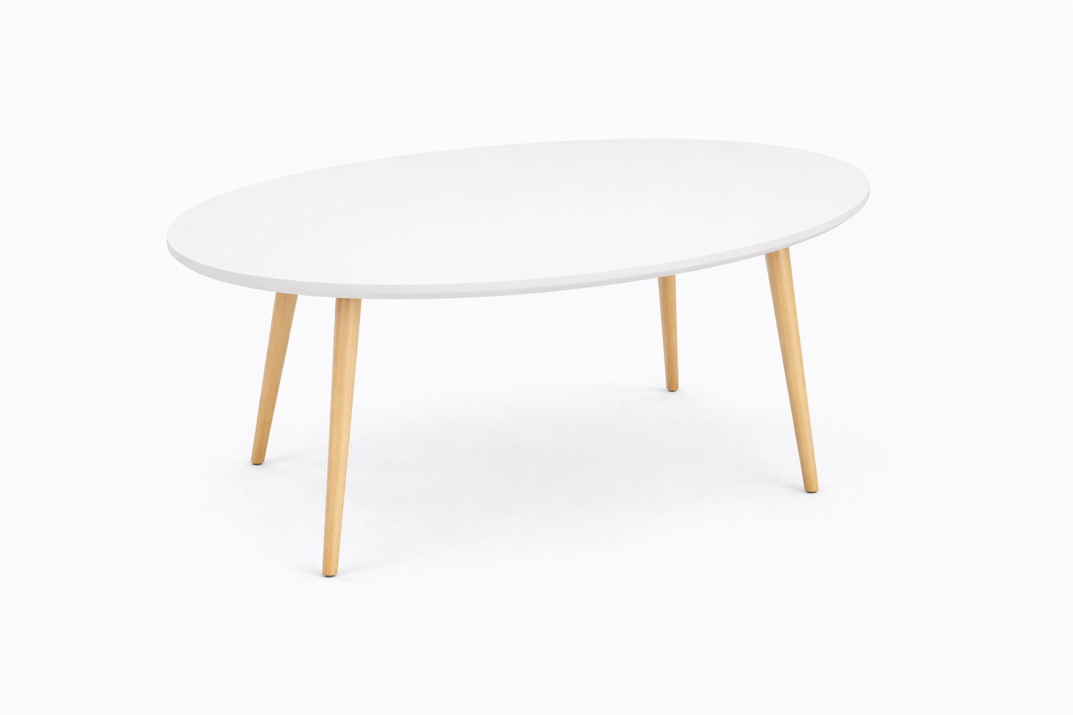 Mesa de arrime To4 con tapa blanca y patas de madera natural de estilo moderno.