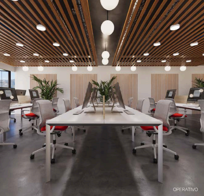 Mesa de oficina línea Zen con tapa amplia y estructura moderna, ideal para reuniones, uso gerencial o puestos operativos en espacios laborales.