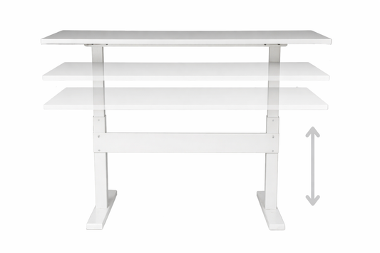 Mesa G1 manual regulable en altura con diseño moderno, ideal para oficinas y espacios laborales ergonómicos.