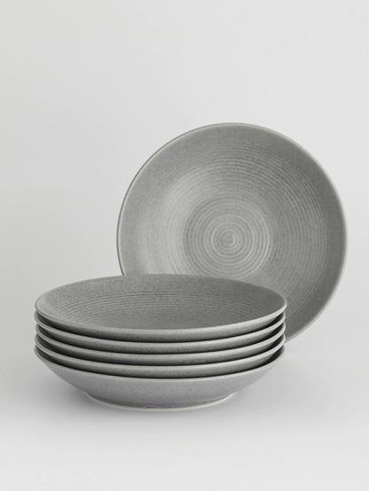 Plato hondo fushion gris de porcelana 6 unidades durante el HOTSALE 2025