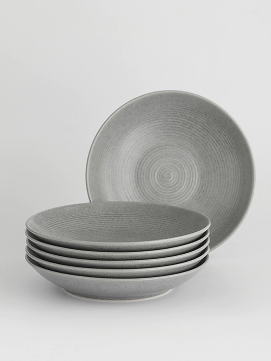 Plato hondo fushion gris de porcelana 6 unidades durante el HOTSALE 2025