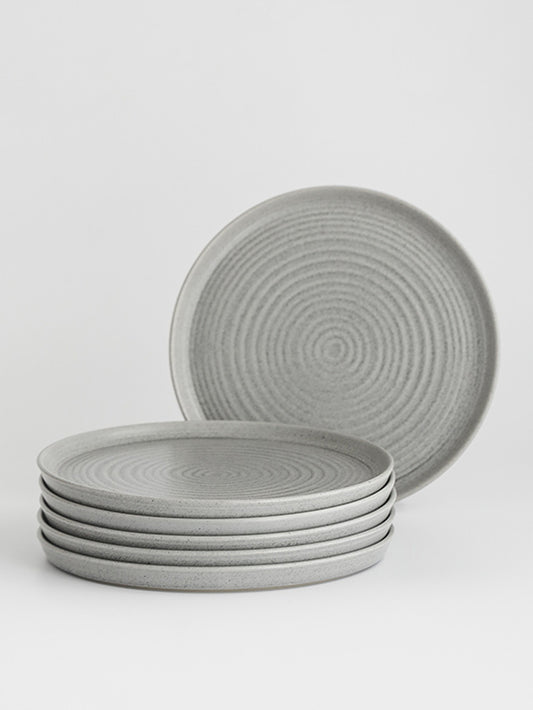Plato postre redondo de porcelana color gris grey 