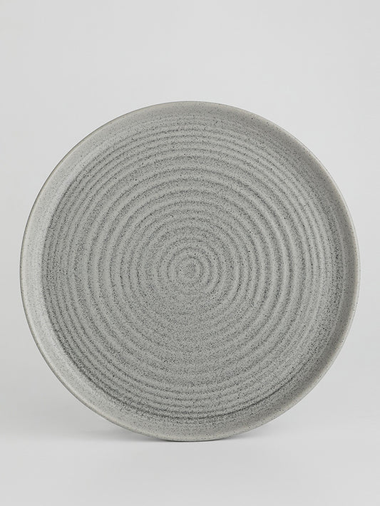 Plato postre redondo de porcelana color gris grey 