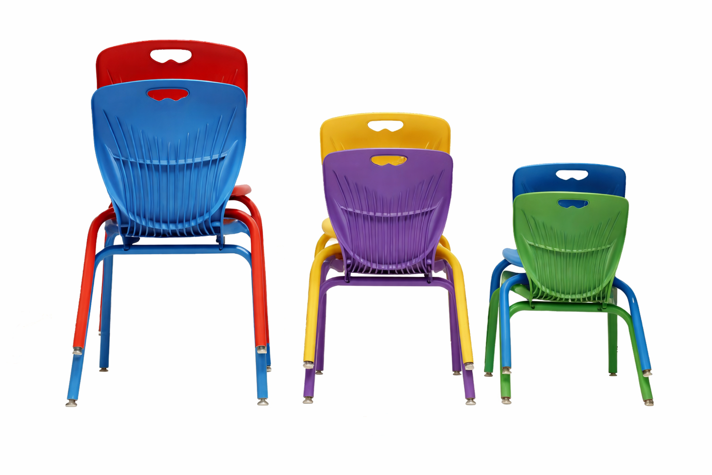 Silla ABC para capacitación en varios colores, con estructura resistente y diseño ergonómico, ideal para aulas y espacios laborales.