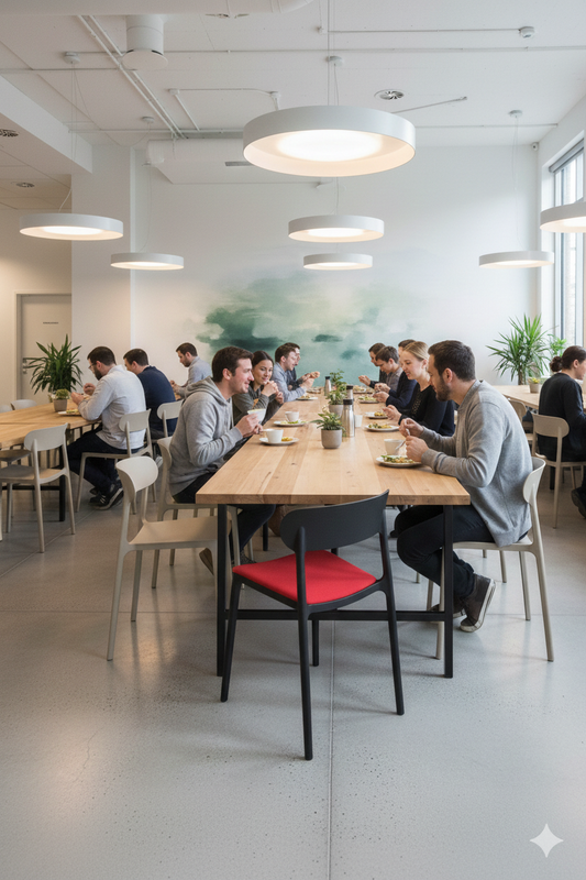 Silla fija plástica Clay Tapiz con estructura negra y asiento tapizado, diseño moderno para comedor o sala de reunión.