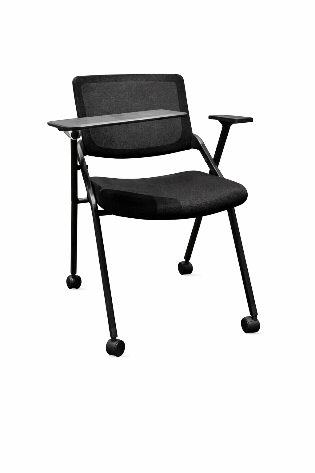 Silla Meet para capacitación en sus versiones 4 patas, con ruedas y con pupitre, diseño ergonómico ideal para educación y espacios laborales.