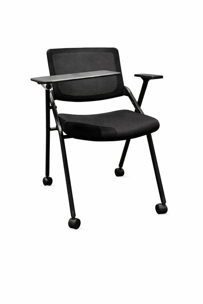 Silla Meet Archivos Activos con pupitre integrado, perfecta para capacitación, toma de notas y formación en aulas.