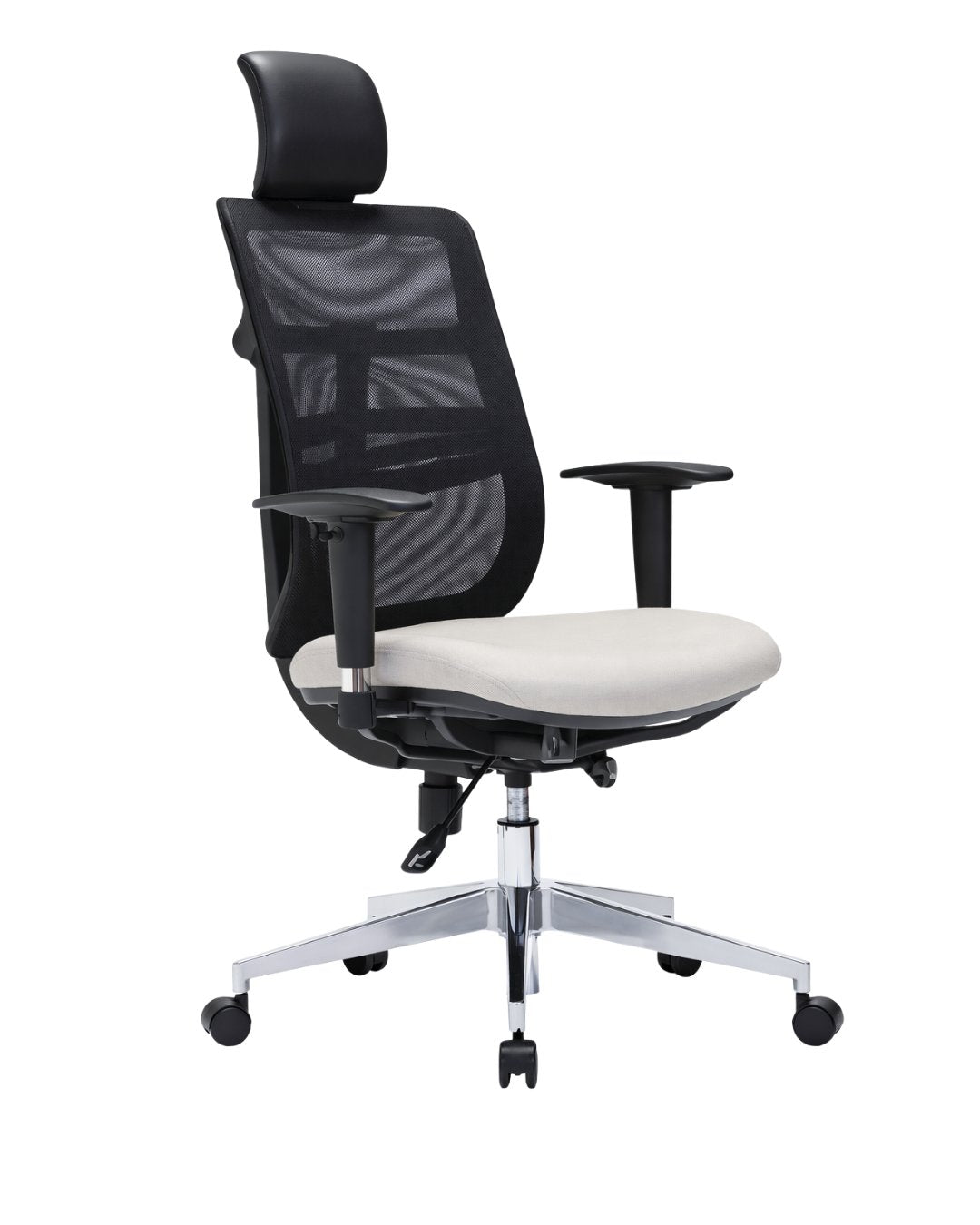 Silla gerencial FLEXOR con respaldo de malla negra, apoyo cervical y asiento tapizado – TDB Archivos Activos