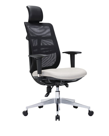 Silla gerencial FLEXOR con respaldo de malla negra, apoyo cervical y asiento tapizado – TDB Archivos Activos