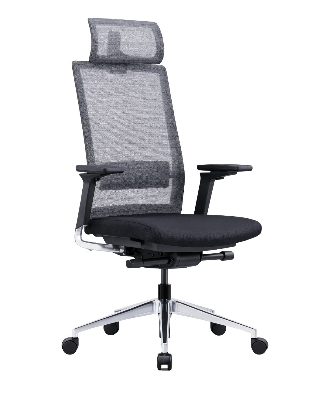 Silla gerencial JASPER con respaldo de malla gris y apoyo cervical – TDB Archivos Activos