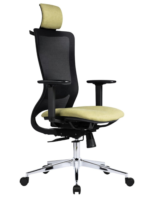 Silla gerencial X5 JET VIP con malla negra y tapizado bicolor verde claro – TDB Archivos Activos