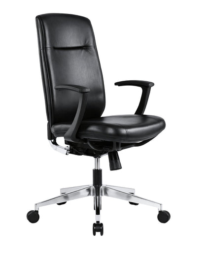 Silla gerencial X5 TAPIZ con respaldo alto en ecocuero negro y base cromada – TDB Archivos Activos