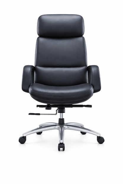 Silla gerencial VOLT tapizada completamente, con apoyabrazos acolchados y base con ruedas.