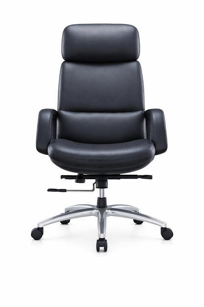 Silla gerencial VOLT tapizada integralmente con apoyabrazos acolchados y base cromada giratoria – TDB Archivos Activos