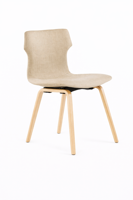 Silla meeting New Rochy Tapiz con asiento y respaldo tapizados y base de cuatro patas, diseño moderno para salas de reunión.