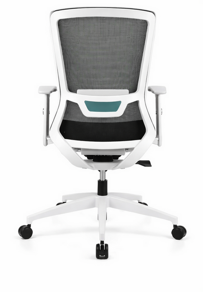 Silla operativa Corporate con respaldo de malla y asiento tapizado, estructura moderna para oficina.