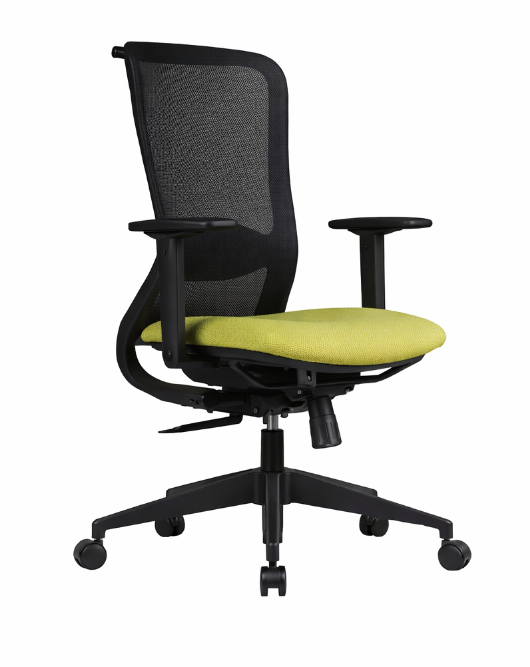 Silla operativa Jet con respaldo de malla y asiento tapizado, diseño ergonómico para oficina.