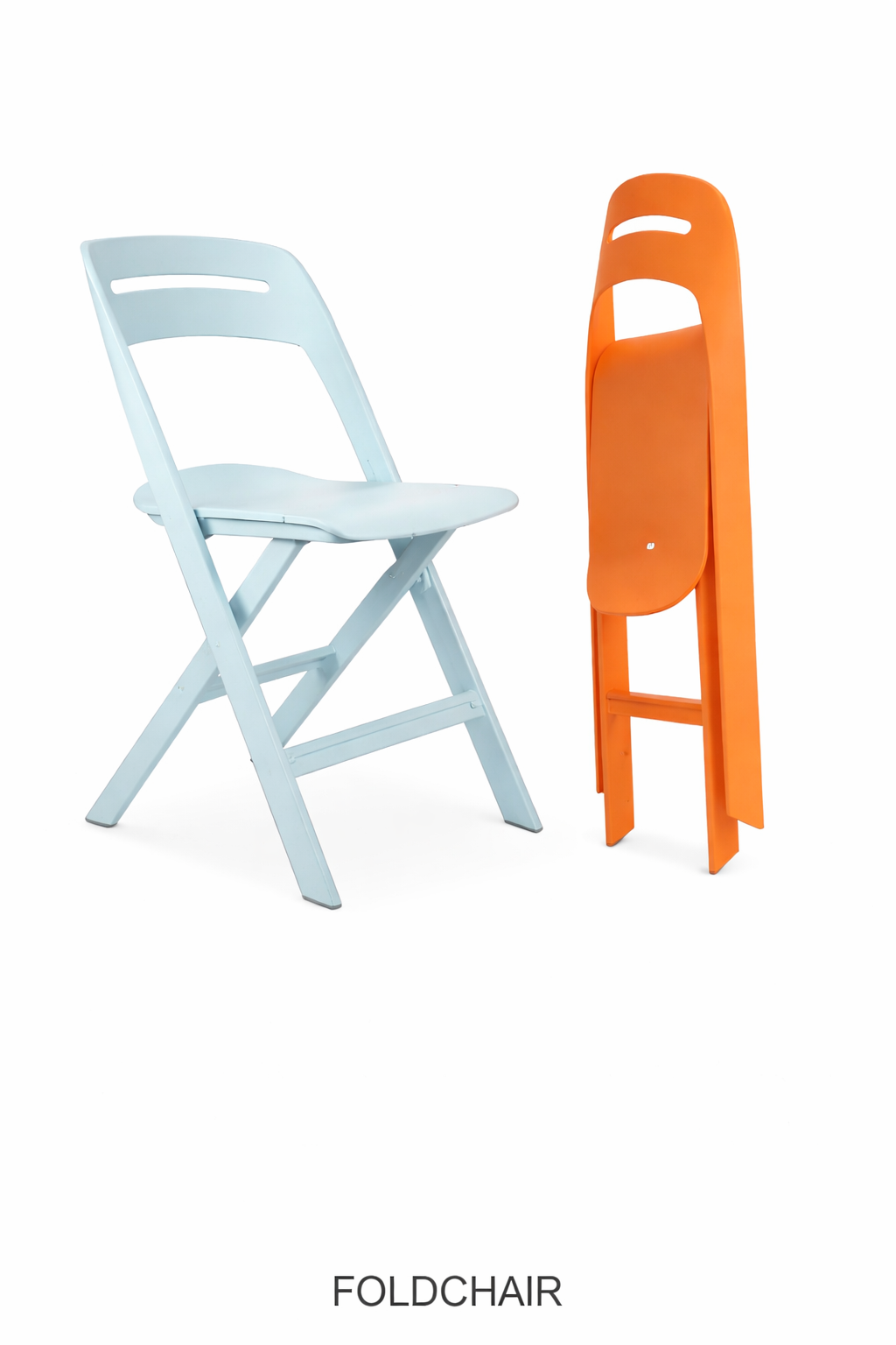 Silla plegable FoldChair abierta y cerrada, ideal para capacitación, aulas y espacios laborales flexibles.