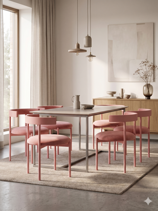 Sillas de comedor tapizadas con estructura de madera, ideales para acompañar mesas de comedor en espacios modernos y elegantes.