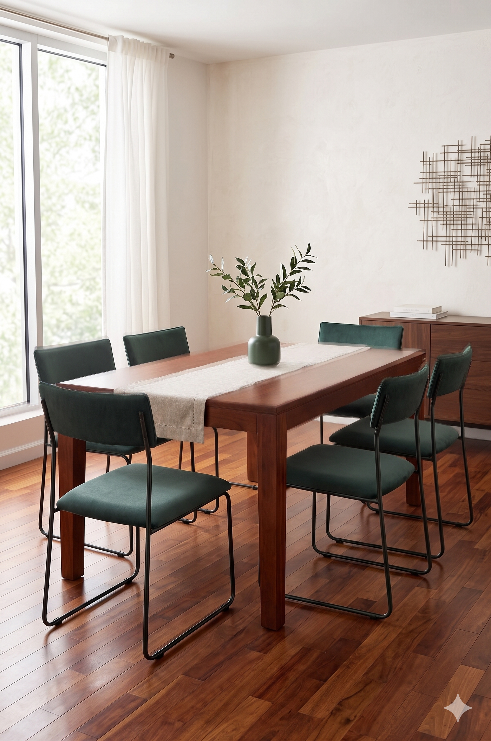 Sillas de comedor tapizadas con estructura de madera, ideales para acompañar mesas de comedor en espacios modernos y elegantes.