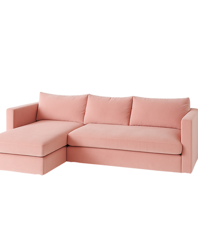 Sillon esquinero Richard de Tienda de banquitos en color rosa en fondo neutro
