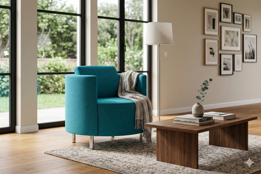 Soft Seating Dominó TDB en entorno corporativo, diseño compacto con apoyabrazos envolventes