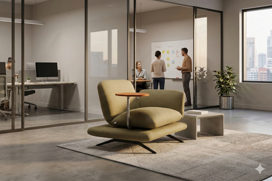 Soft Seating Manhattan TDB en entorno corporativo, diseño con mesa lateral integrada