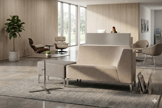 Soft Seating Tangram TDB en entorno corporativo, sistema modular para espacios colaborativos