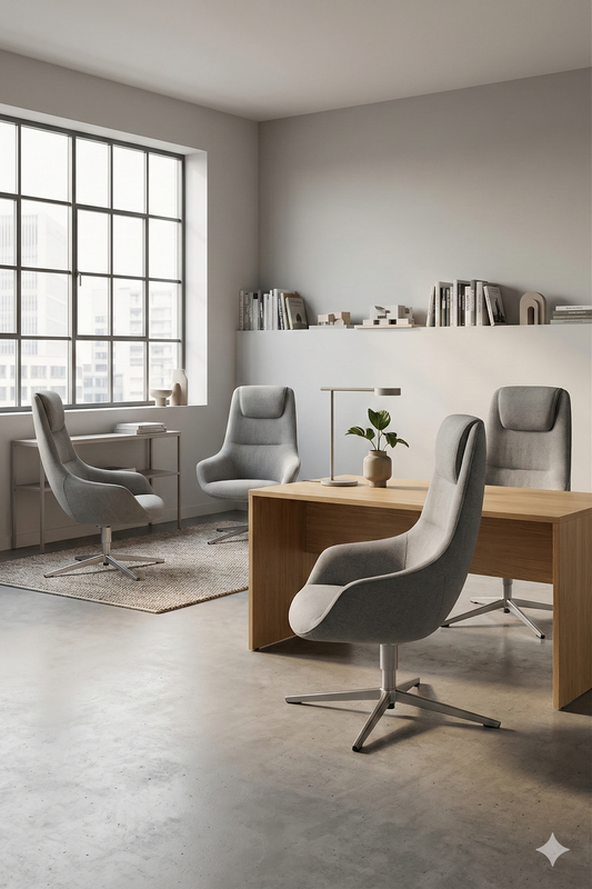 Soft Seating Victoria Lounge TDB en entorno corporativo, diseño elegante con base giratoria