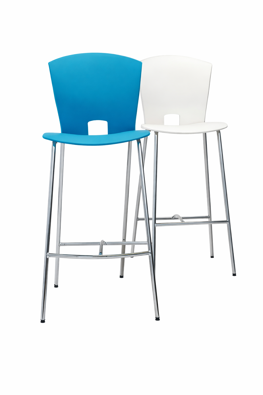 Taburete alto Oregon con respaldo y apoyapiés, ideal para mostradores, barras y espacios de trabajo.