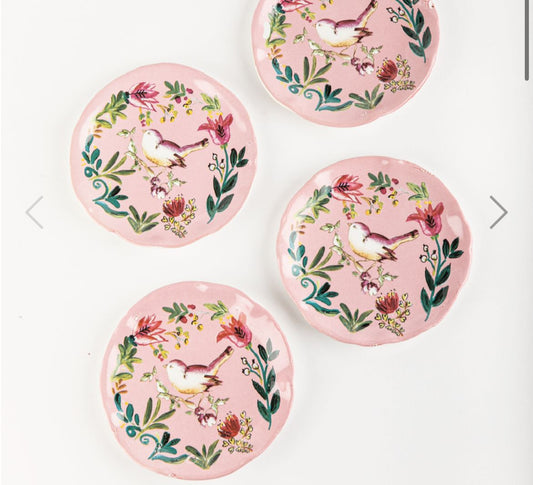Plato de postre con diseño floral colorido - Set x4 - 3 cuotas sin interés