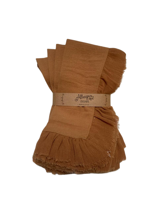 Servilletas de tussor con flecos de gasa x4 – Juego de mesa - Pack X 4