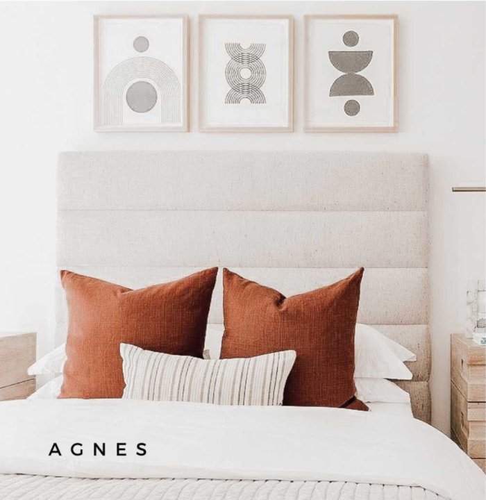 Respaldo de cama Agnes rectangular en crema, líneas limpias – Tienda de Banquitos