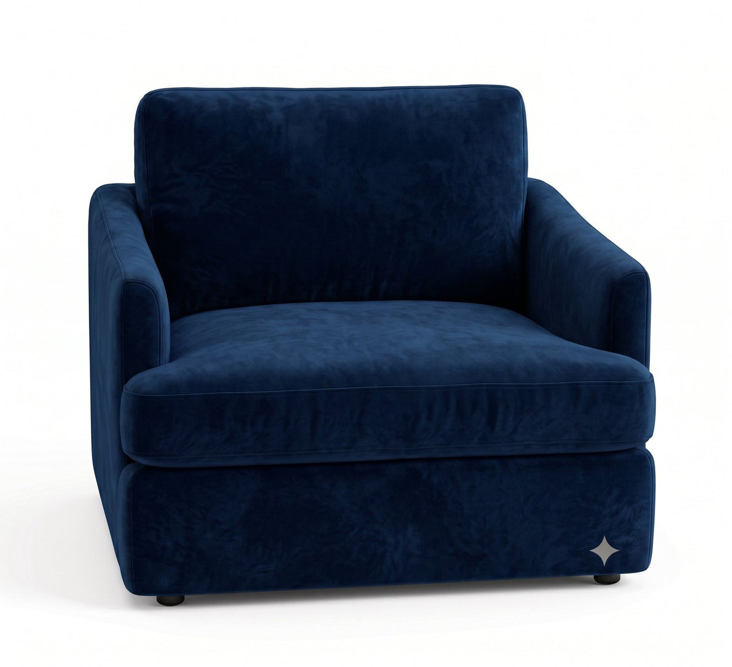 Sillón de un cuerpo Elton color Azul en pana antimanchas importada, silueta simple y minimalista — un sillón simple que combine con todo. Hecho a medida por Tienda de Banquitos.