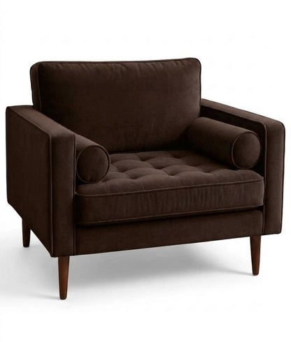 Sillón de un cuerpo Bambú color Suela en pana antimanchas importada, estructura liviana con patas inclinadas de estilo escandinavo — para quienes buscan un sillón liviano estilo nórdico. Hecho a medida por Tienda de Banquitos.