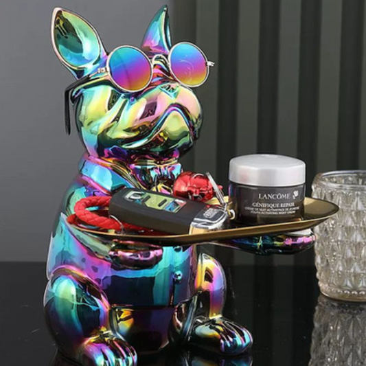 Bandeja Decorativa Bulldog Tornasolado Urban Glam