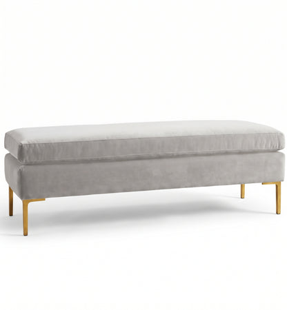 Banqueta Unique en pana antimanchas color Plata, con base y asiento en dos niveles y patas doradas, imagen ilustrativa - Tienda de Banquitos