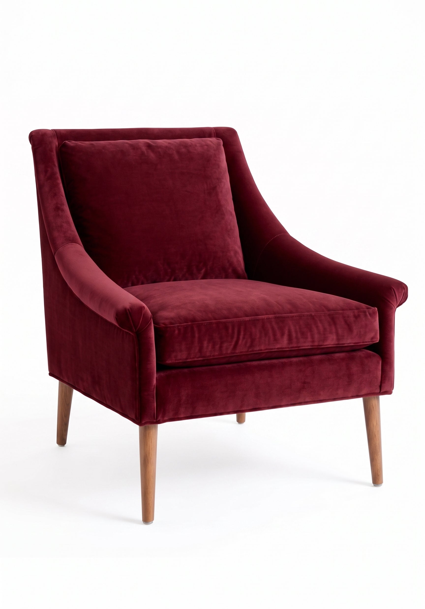 Sillón de un cuerpo Bélgica color Bordó en pana antimanchas importada, diseño simple y envolvente — ideal para armar un rincón de lectura tranquilo. Hecho a medida por Tienda de Banquitos.
