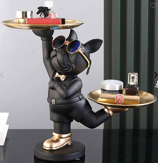 Bulldog Chic Double Tray Edition Versión 2 – Figura decorativa con bandeja | Tienda de Banquitos