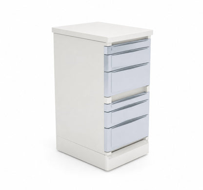 Archivero modular 1910 de Archivos Activos en gris claro, de una columna con cajones y visores