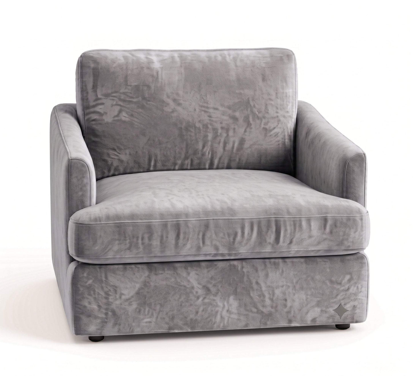 Sillón de un cuerpo Elton color Plata en pana antimanchas importada, silueta simple y minimalista — un sillón simple que combine con todo. Hecho a medida por Tienda de Banquitos.